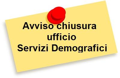 AVVISO CHIUSURA LUNEDI' 26/09/2022 UFFICIO ANAGRAFE - STATO CIVILE - ELETTORALE - ASSISTENZA