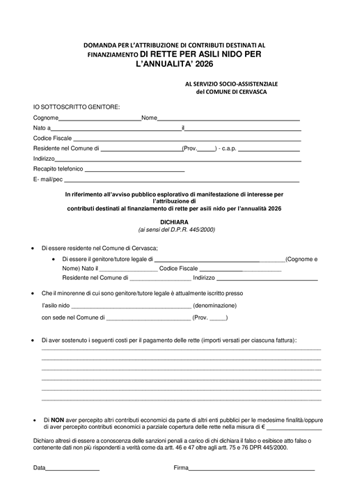 Avviso pubblico per contributi