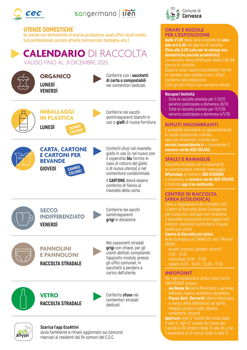 Calendario di raccolta rifiuti