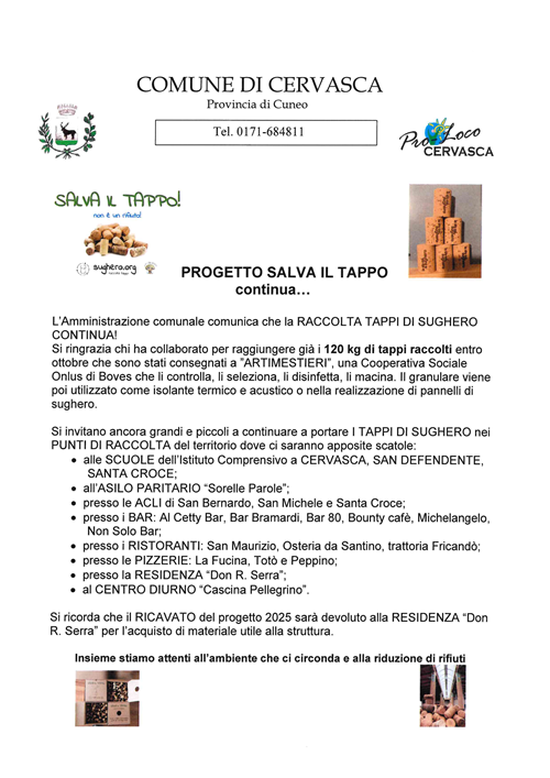 "Progetto Salva il tappo"