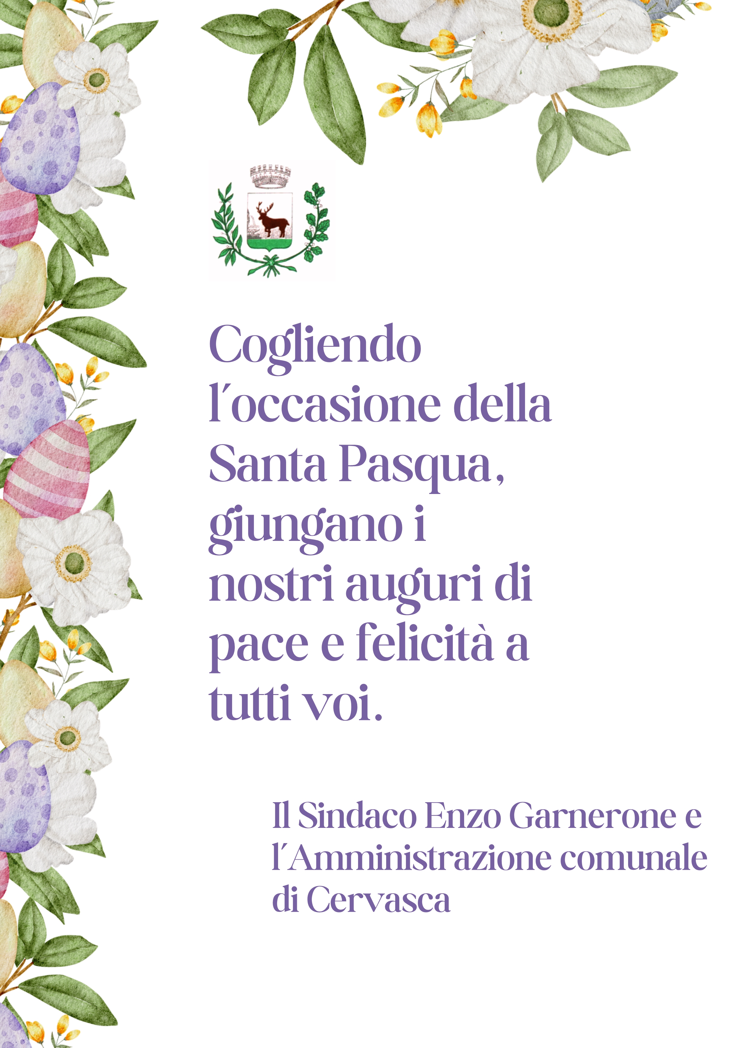 Gli auguri da parte dell'amministrazione comunale